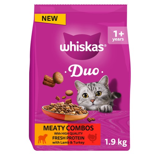 Whiskas 1+ Cat Complete Dry Duo Meaty Combos 1.9kg