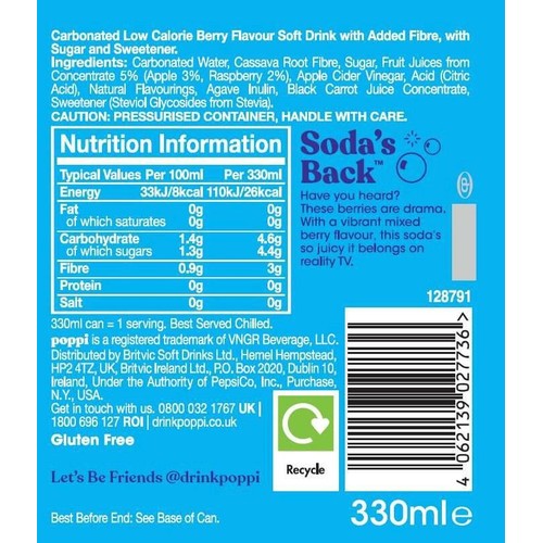 Poppi Wild Berry 330ml