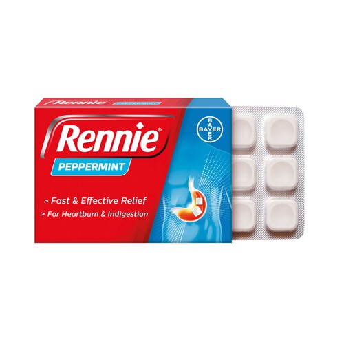 Rennie Peppermint Heartburn & Indigestion Chewable Tablets