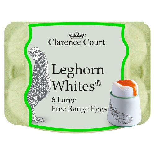 Clarence Court Leghorn Whites Large Free Range Eggs 6 Pack