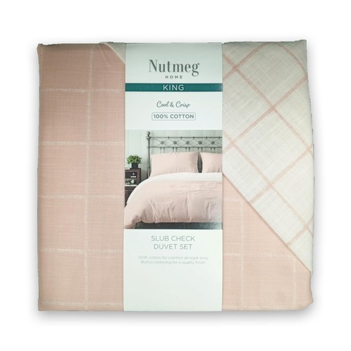 Nutmeg Home 100% Cotton Slub Check Duvet Set King