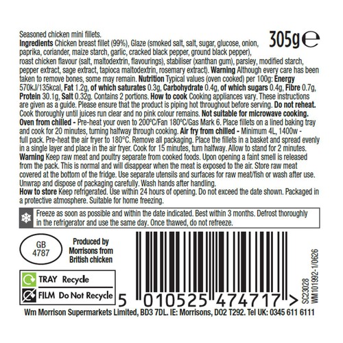 Morrisons Space To Roam Extra Tasty Chicken Mini Fillets 305g