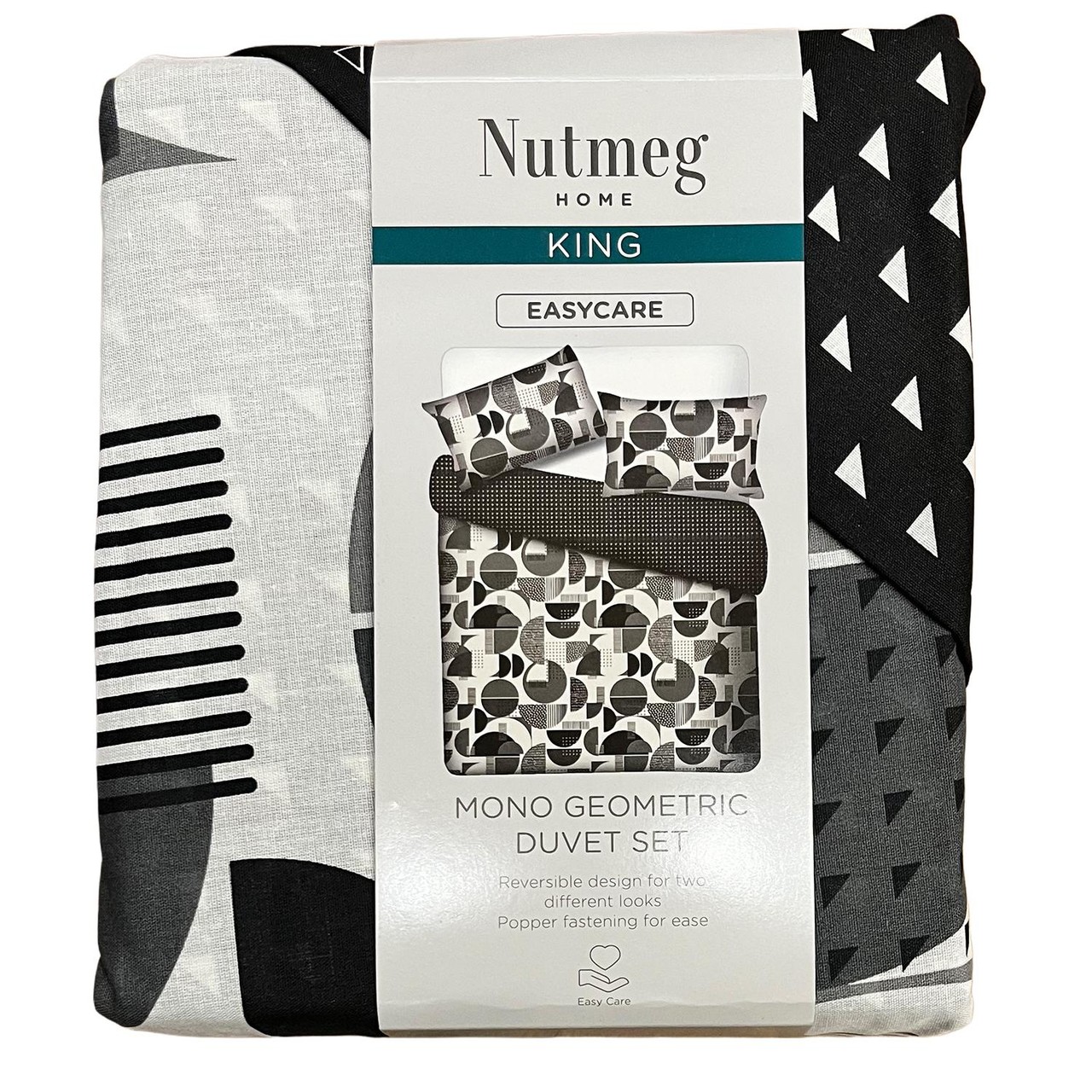 Nutmeg Home Mono Geometric Print Easy Care Duvet Set King
