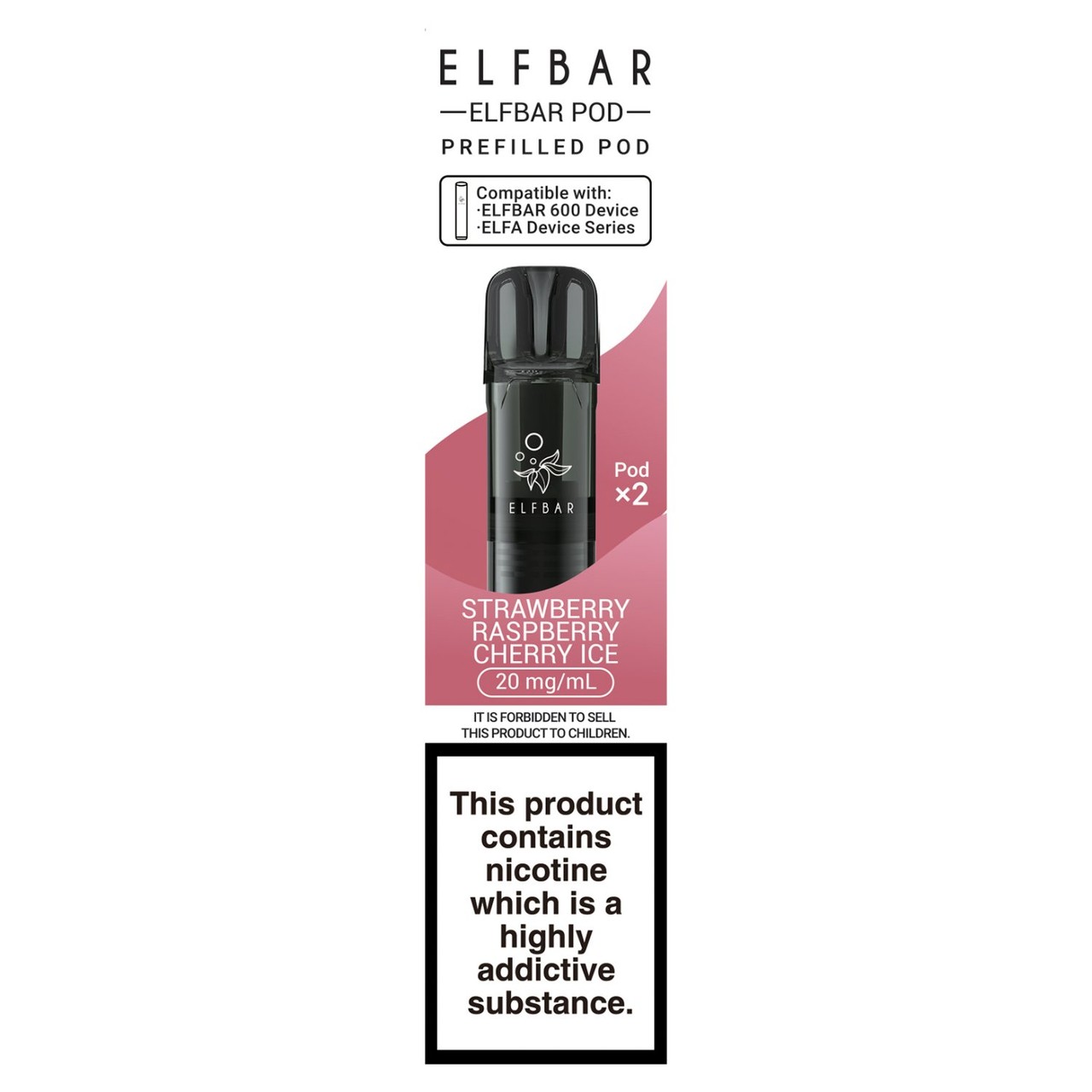 Elfbar 600 Pod x2 Strawberry Rasp Cherry Ice