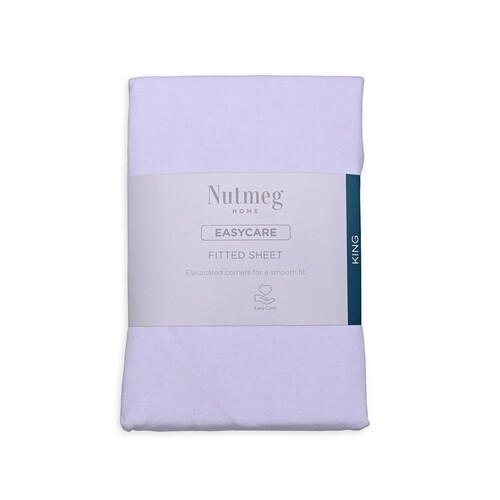 Nutmeg Home Easy Care Cotton White King Fitted Sheet