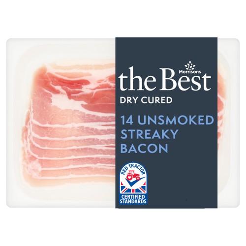 Morrisons dry cured unsmoked streaky bacon
