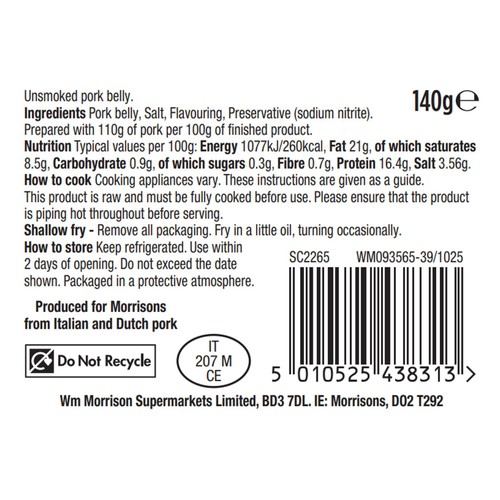Morrisons Unsmoked Diced Pancetta 140g