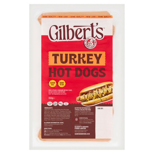 Gilbert's Turkey Hot Dogs   350g