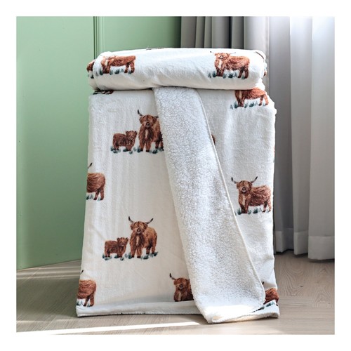 Home Style Winter Cow Sherpa Reverse Throw 150 x 200cm