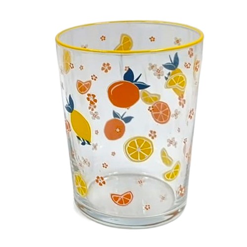 Nutmeg Home Fruit Design Tumbler With Yellow Rim 510ml