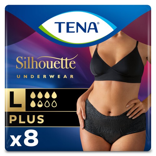 Tena Silhouette Underwear High Waist Plus Black Large