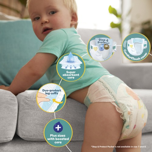 Pampers Baby-Dry Size 4+, 76 Nappies, 10kg-15kg, Jumbo+ Pack
