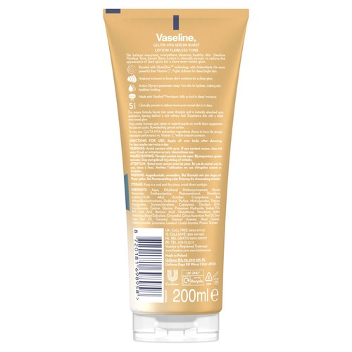 Vaseline Serum Burst Lotion Gluta-Hya Flawless Tone 200 ml
