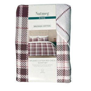Nutmeg Home Red Brushed Cotton Check Duvet Set King