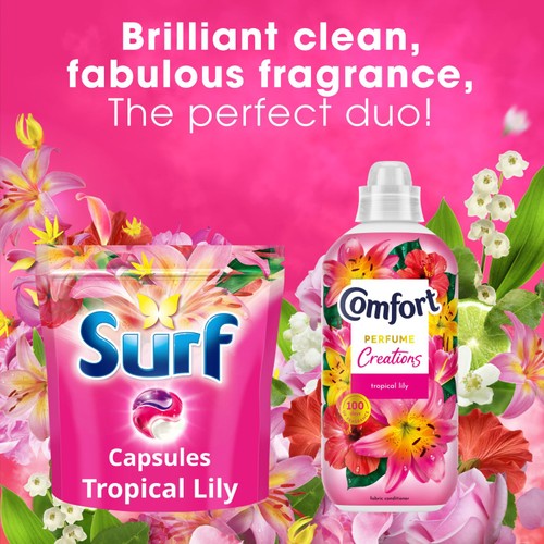 Surf 3 in 1 Laundry Washing Detergent Capsules Tropical Lily 51 Washes