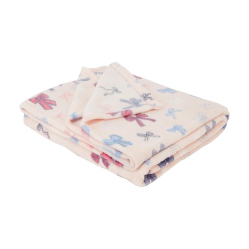 Home Style Bow Printed Fleece Throw 120 x 150cm