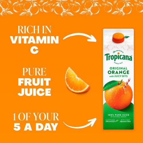 Tropicana Original Orange Fruit Juice With Juicy Bits 900ml