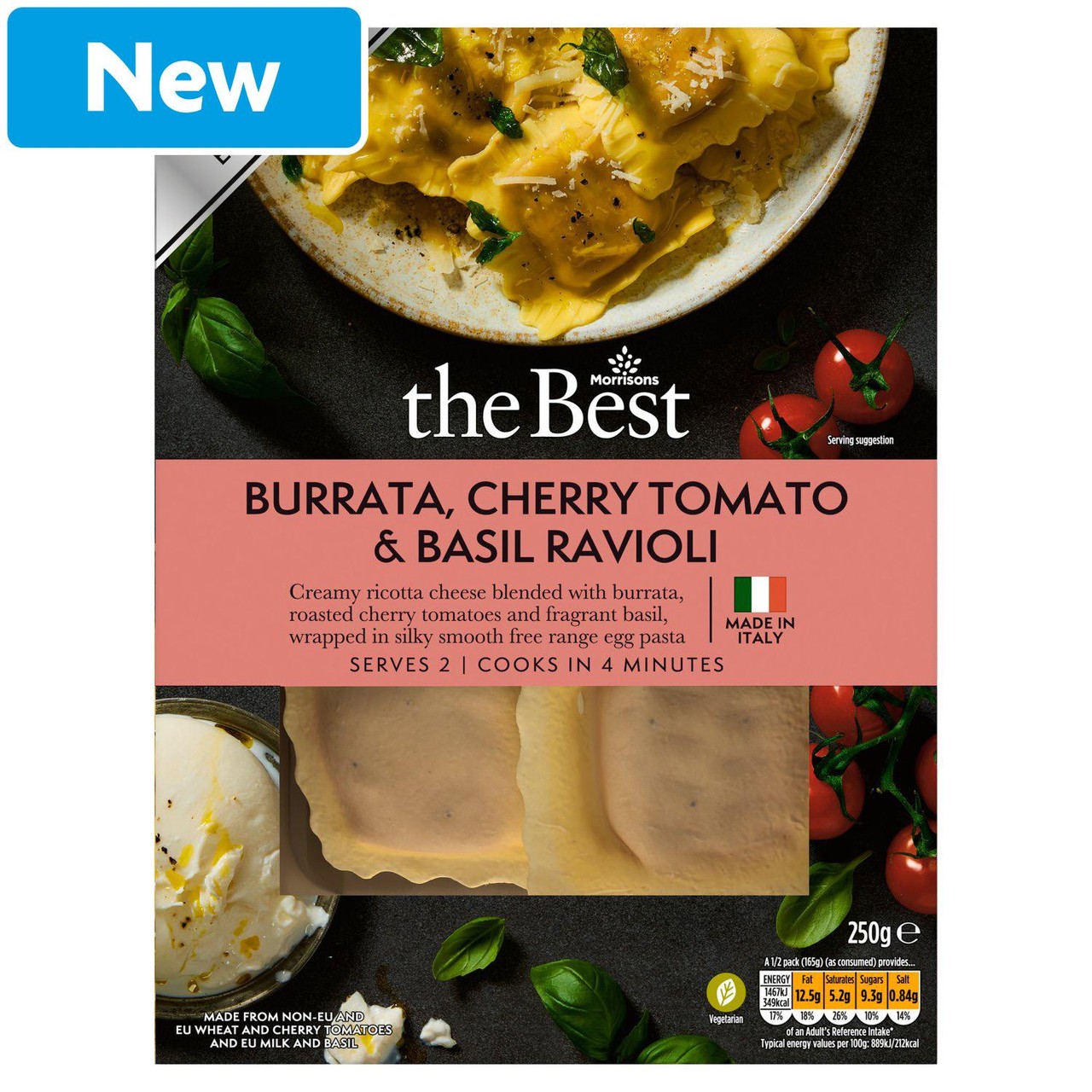 Morrisons The Best Burrata, Cherry Tomato & Basil Ravioli 250g