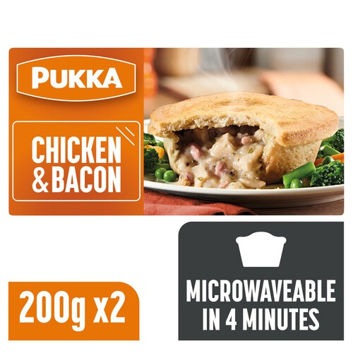 Pukka 2 Chicken & Bacon Shortcrust Microwave Pies