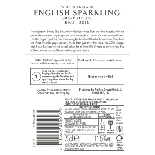 Morrisons The Best English Sparkling Brut Vintage 2010