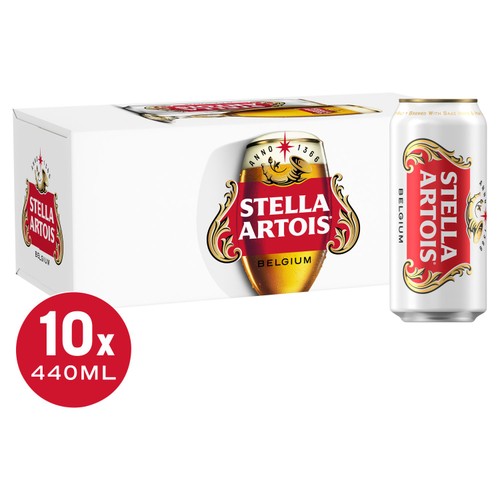 Stella Artois Premium Lager Beer Cans 10 x 440ml