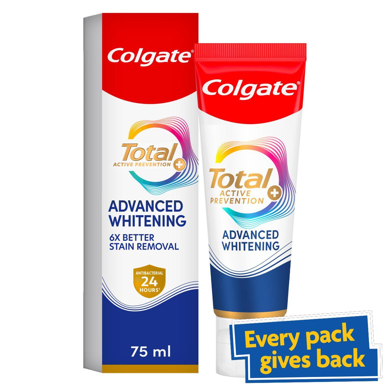 Colgate Total Active Prevention + Advanced Teeth Whitening Toothpaste 75ml