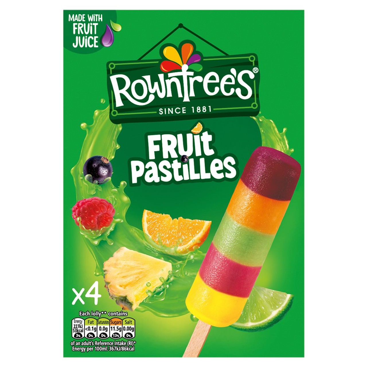 Image of Rowntree's Fruit Pastilles Lollies 4 Pack
