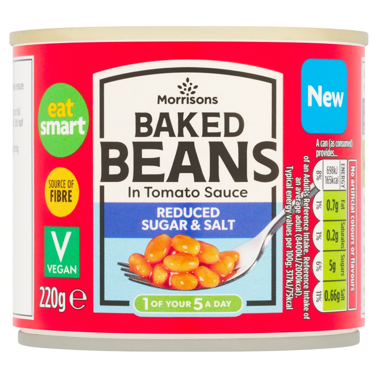 Morrisons Reduced Sugar & Salt Baked Beans in Tomato Sauce 220g