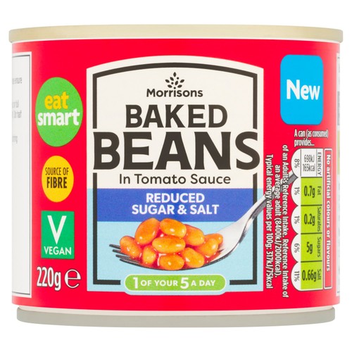 Morrisons reduced sugar salt baked beans in tomato sauce
