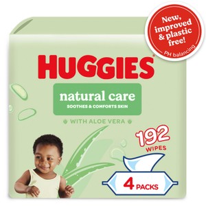 Huggies Natural Care Plastic Free Baby Wipes 4 x 48 Pack 192 per pack