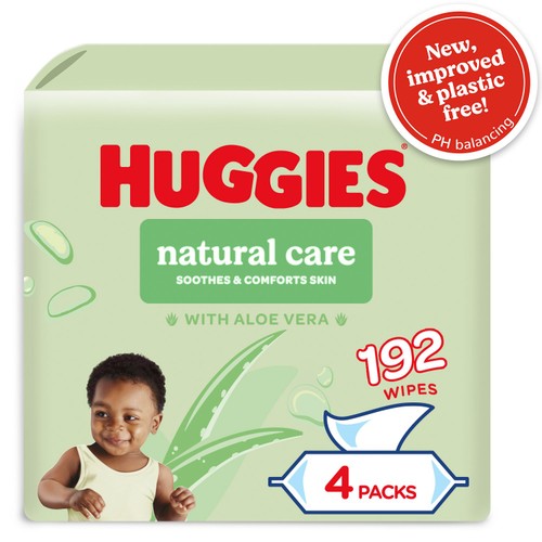 Huggies Natural Care Plastic Free Baby Wipes 4 x 48 Pack