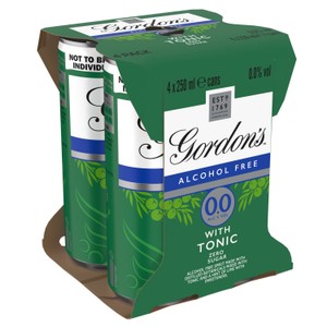 Gordon's Alcohol Free & Tonic With Lime 5% vol 4 x Ready to Drink Can