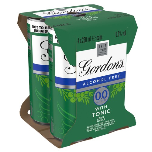 Gordon's Alcohol Free & Tonic With Lime 5% vol 4 x Ready to Drink Can