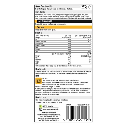 Morrisons Green Thai Curry Kit 223g