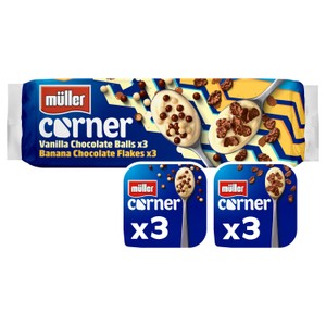 Muller Corner Vanilla Chocolate Balls & Banana Chocolate Flakes Yogurts6x124g