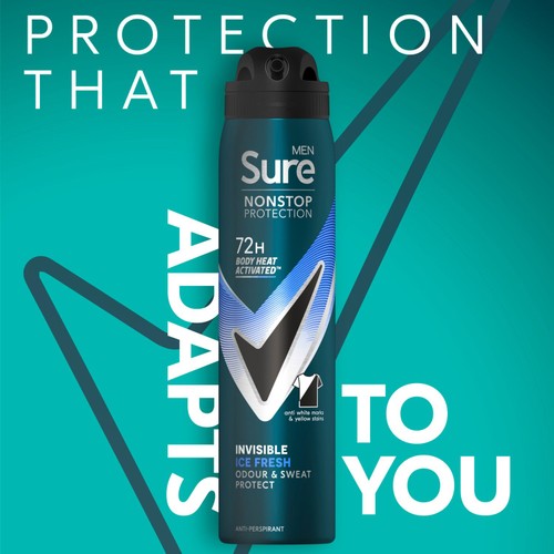 Sure For Men Invisible Ice Anti Perspirant Nonstop Deodorant 250ml