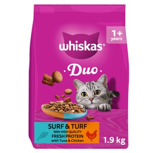 Whiskas 1+ Cat Complete Dry Duo Surf & Turf 1.9kg