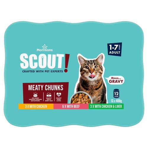 Morrisons Scout Meaty Chunks In Gravy Adult Cat Food 12 x 400g
