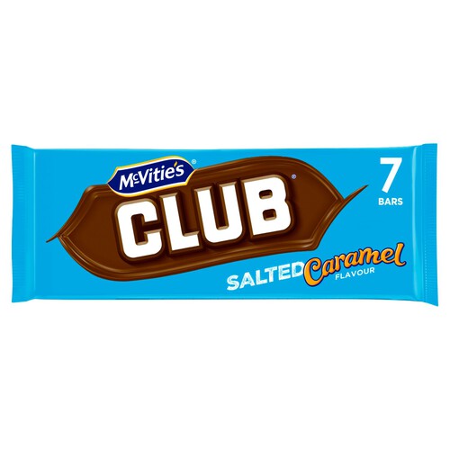 McVitie's Club Salted Caramel Flavour Chocolate Biscuit Bars Multipack 