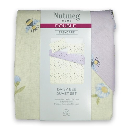 Nutmeg Home Daisy Bee Print Easy Care Duvet Set Double