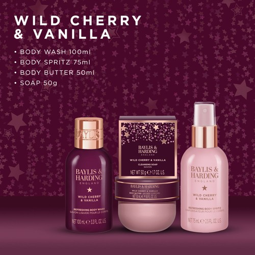 Baylis & Harding Wild Cherry & Vanilla Luxury Travel Wash Bag Gift Set