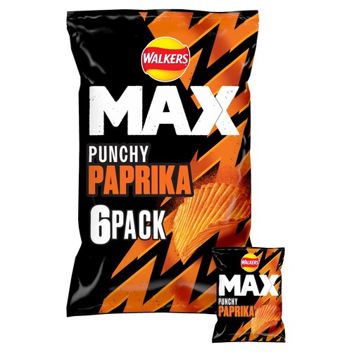 Walkers Max Punchy Paprika Multipack Crisps 