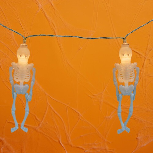 Morrisons Halloween Battery Operated White Skeletons String Lights