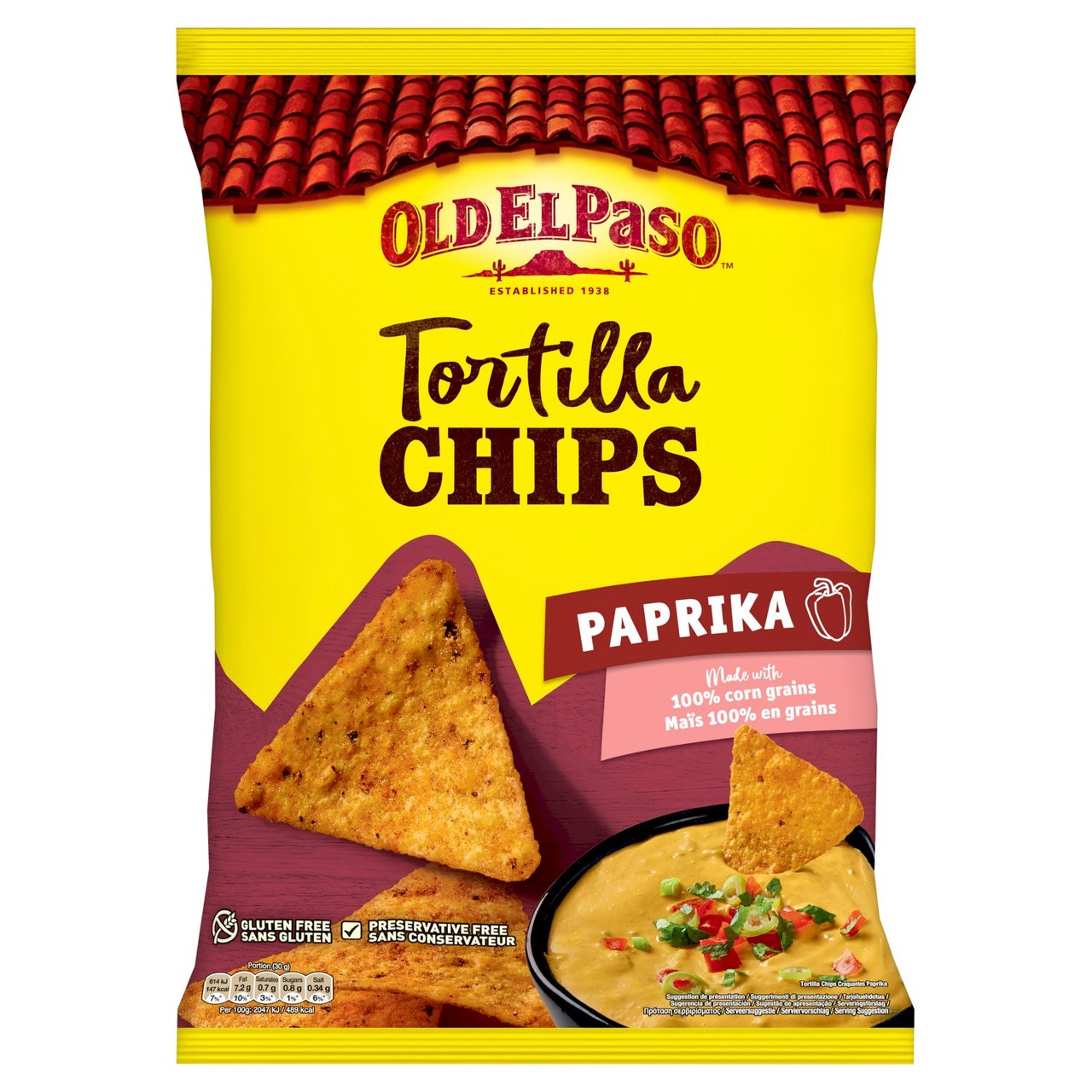 Old El Paso Paprika Tortilla Chips 185g