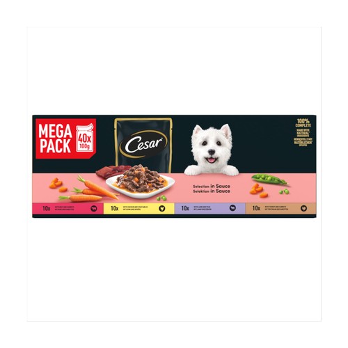 CESAR Selection Adult Wet Dog Food Mixed Selection in Sauce 40 x 100g Pouch