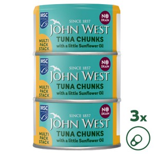 John West No Drain Tuna Chunks with a Little Brine MSC 3x100g