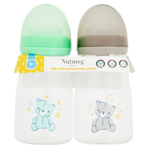 Nutmeg Wide Neck Feeding Bottles 0M+