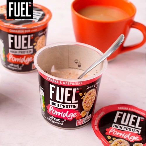 FUEL10K High Protein Banana & Raspberry Porridge Oat Cereal Pot 70g