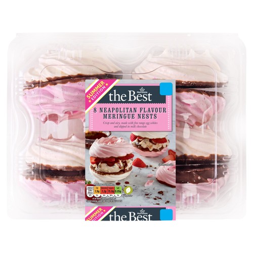 Morrisons 8 Neapolitan Meringue Nests Dipped In Milk Chocolate 152.8 G