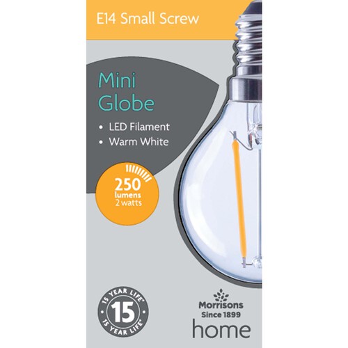 Morrisons LED Mini Globe 250 Lumens Ses 2W Light Bulb 